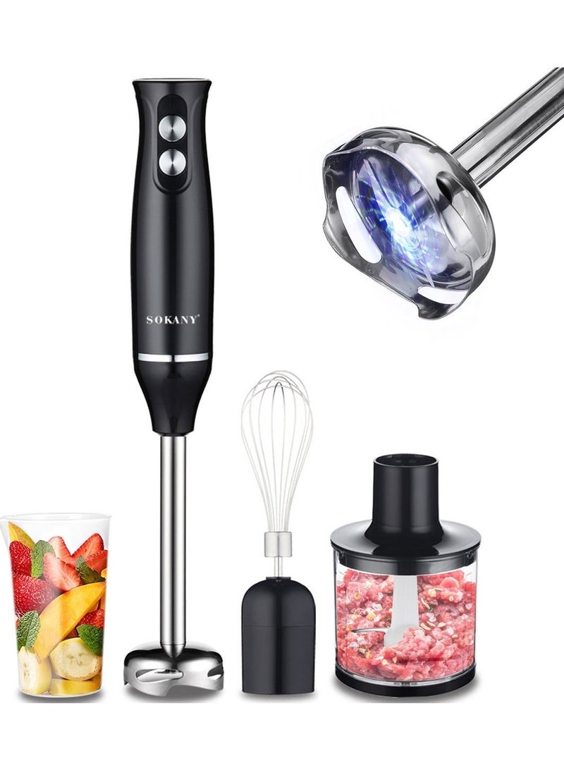 sokany SK-1721-4 4-in-1 Multifunction Hand Blender, Electric Food Processor & Chopper, 400W Powerful Motor, Whisk, Puree, and Chop Ingredients Quickly for Smoothies, Soups & Sauces - Image 1